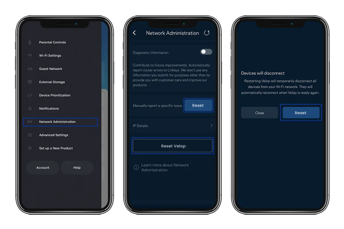 Reset Linksys Velop Via App